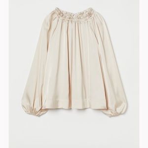 Cream H&M Ballon Sleeve Blouse